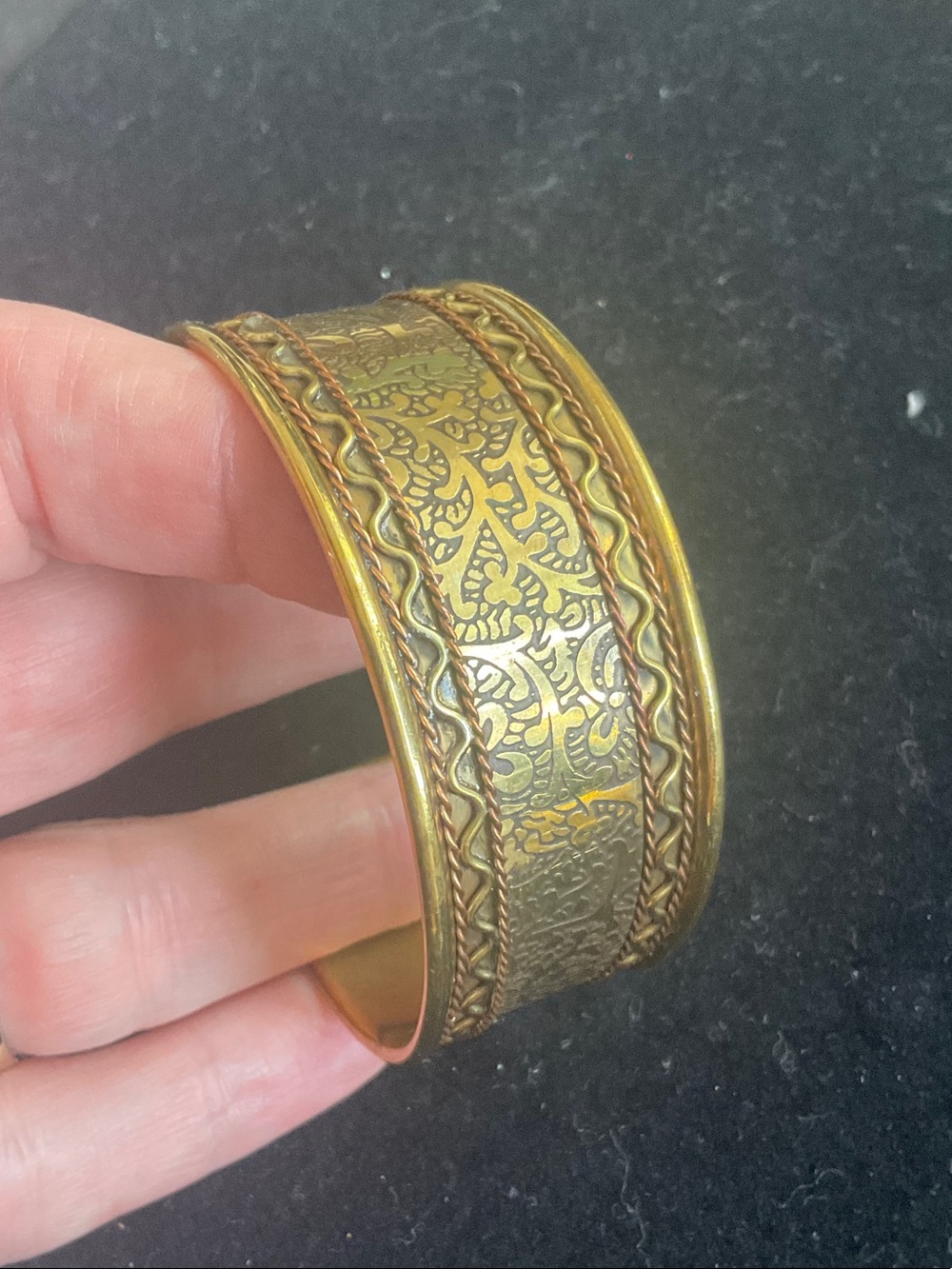 Brass Filigree Patterned Cuff Bracelet